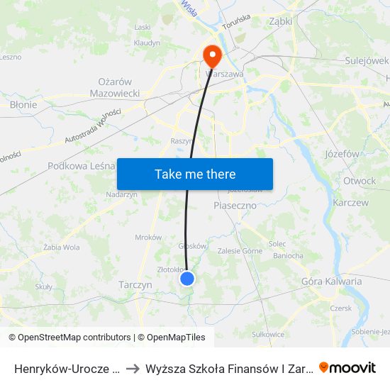 Henryków-Urocze Gromadzka 01 to Wyższa Szkoła Finansów I Zarządzania W Warszawie map