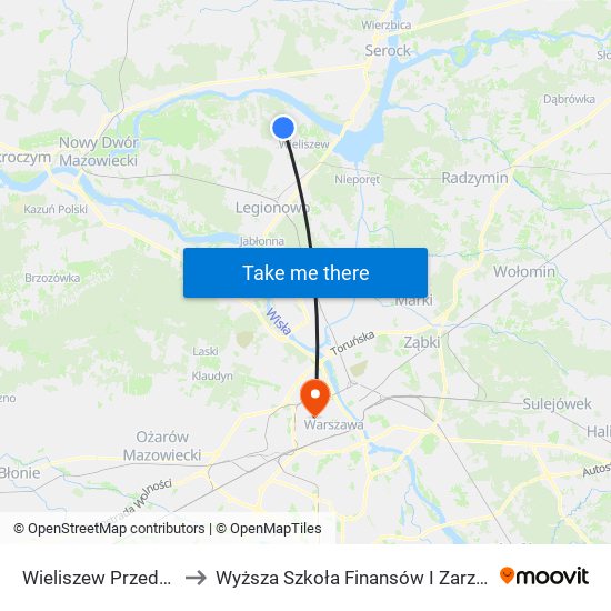 Wieliszew Przedpełskiego 02 to Wyższa Szkoła Finansów I Zarządzania W Warszawie map