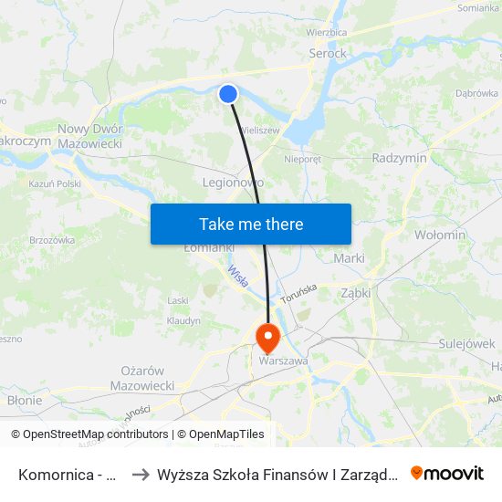 Komornica - Szkoła 01 to Wyższa Szkoła Finansów I Zarządzania W Warszawie map