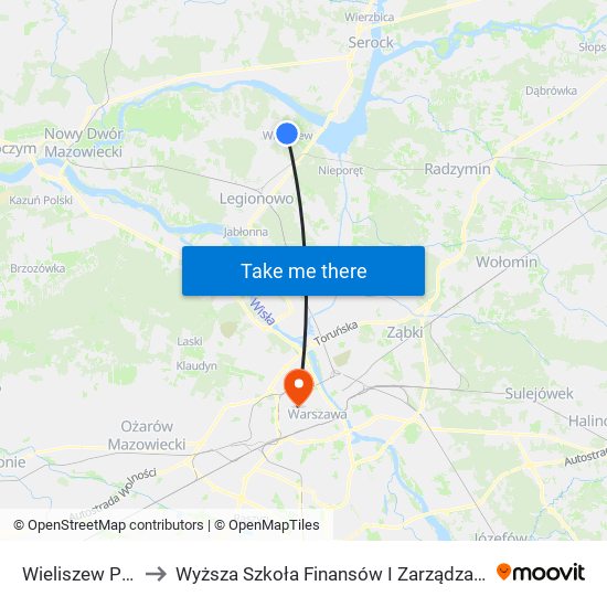 Wieliszew Polna 01 to Wyższa Szkoła Finansów I Zarządzania W Warszawie map