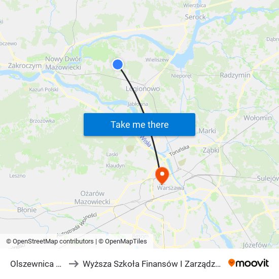 Olszewnica Stara to Wyższa Szkoła Finansów I Zarządzania W Warszawie map