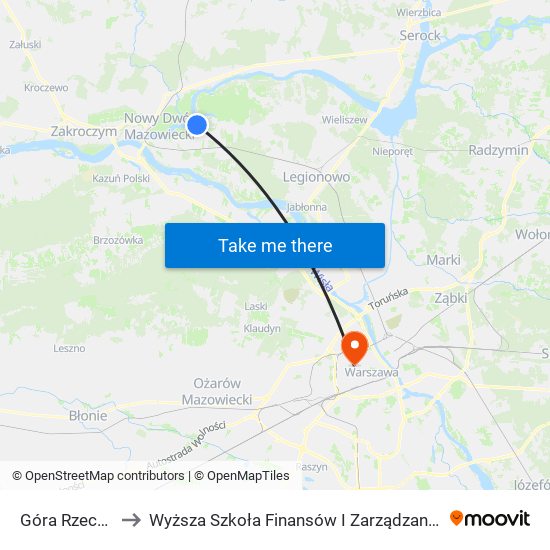 Góra Rzeczna 01 to Wyższa Szkoła Finansów I Zarządzania W Warszawie map