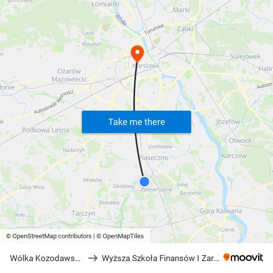 Wólka Kozodawska Cmentarz 02 to Wyższa Szkoła Finansów I Zarządzania W Warszawie map