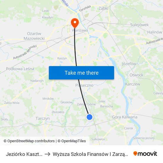 Jeziórko Kasztanowa 01 to Wyższa Szkoła Finansów I Zarządzania W Warszawie map