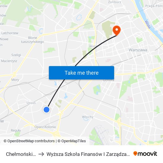 Chełmońskiego 01 to Wyższa Szkoła Finansów I Zarządzania W Warszawie map