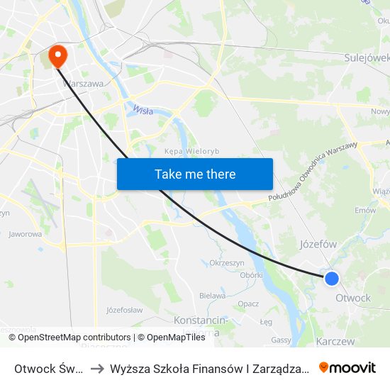 Otwock Świder 01 to Wyższa Szkoła Finansów I Zarządzania W Warszawie map