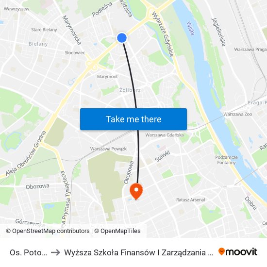 Os. Potok 04 to Wyższa Szkoła Finansów I Zarządzania W Warszawie map