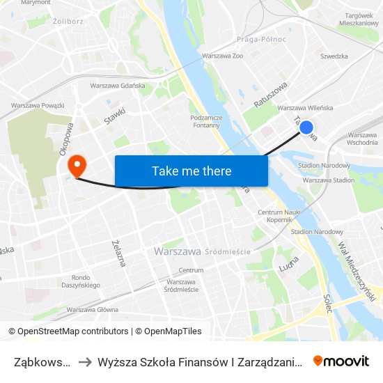 Ząbkowska 03 to Wyższa Szkoła Finansów I Zarządzania W Warszawie map