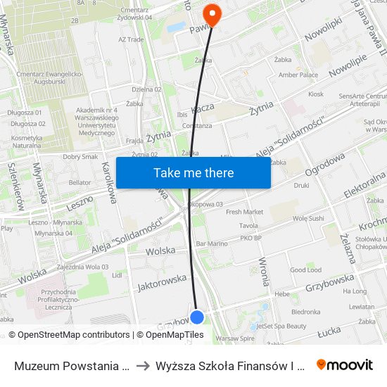 Muzeum Powstania Warszawskiego 01 to Wyższa Szkoła Finansów I Zarządzania W Warszawie map