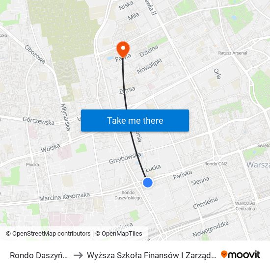 Rondo Daszyńskiego 01 to Wyższa Szkoła Finansów I Zarządzania W Warszawie map