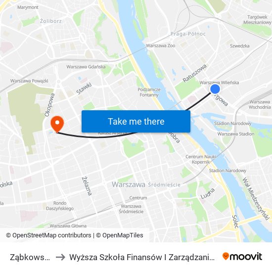 Ząbkowska 06 to Wyższa Szkoła Finansów I Zarządzania W Warszawie map