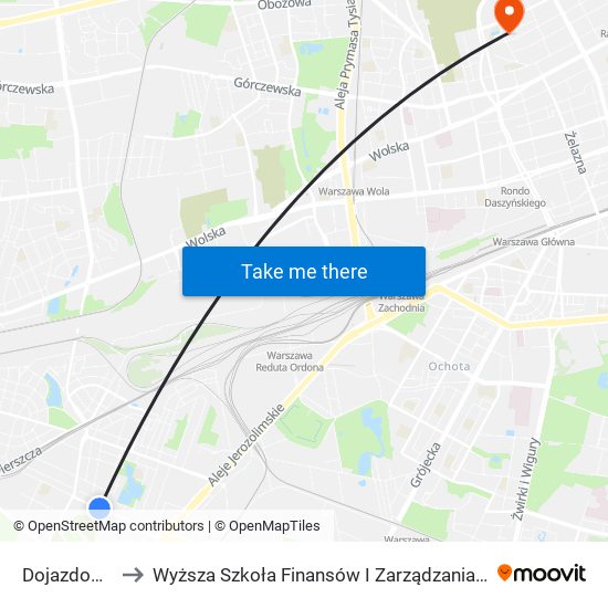 Dojazdowa 02 to Wyższa Szkoła Finansów I Zarządzania W Warszawie map