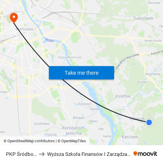 PKP Śródborów 02 to Wyższa Szkoła Finansów I Zarządzania W Warszawie map