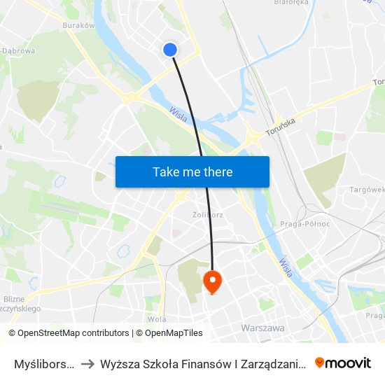 Myśliborska 06 to Wyższa Szkoła Finansów I Zarządzania W Warszawie map