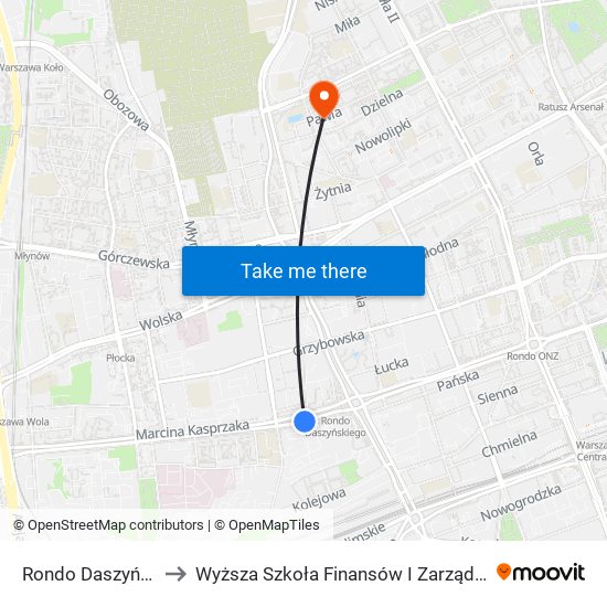 Rondo Daszyńskiego to Wyższa Szkoła Finansów I Zarządzania W Warszawie map