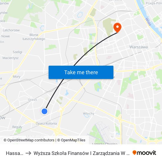 Hassa to Wyższa Szkoła Finansów I Zarządzania W Warszawie map