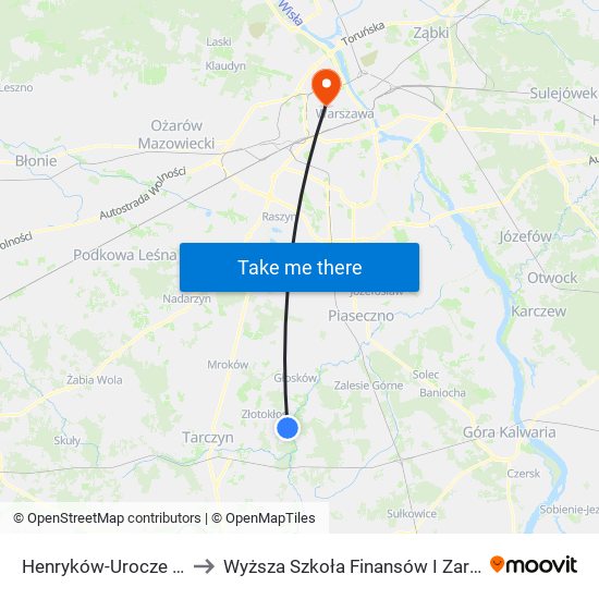 Henryków-Urocze Gromadzka 02 to Wyższa Szkoła Finansów I Zarządzania W Warszawie map