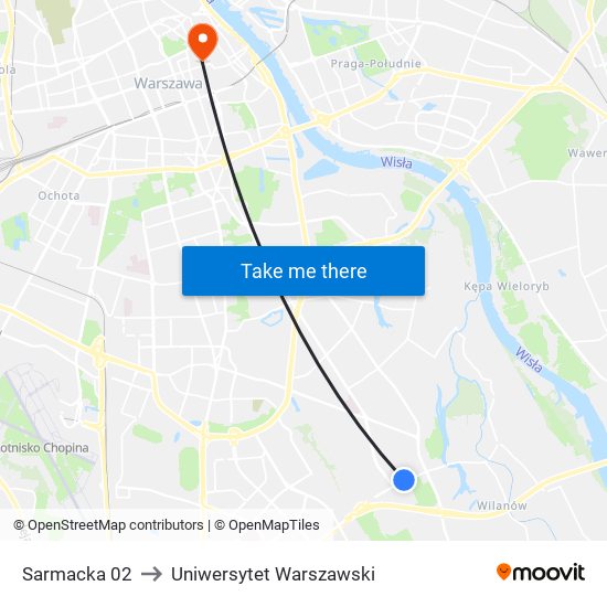 Sarmacka to Uniwersytet Warszawski map