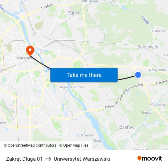 Zakręt Długa 01 to Uniwersytet Warszawski map