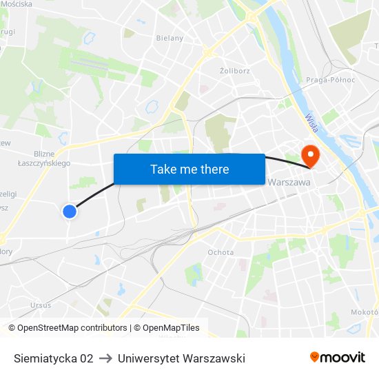Siemiatycka 02 to Uniwersytet Warszawski map