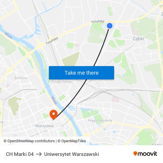 CH Marki 04 to Uniwersytet Warszawski map