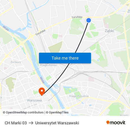 CH Marki 03 to Uniwersytet Warszawski map