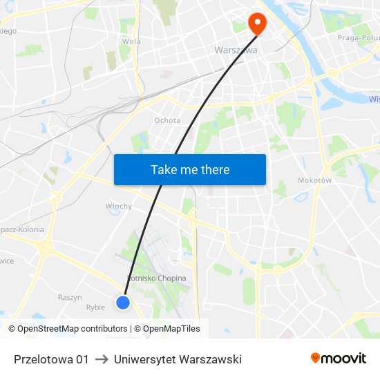 Przelotowa 01 to Uniwersytet Warszawski map