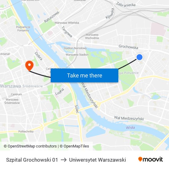 Szpital Grochowski 01 to Uniwersytet Warszawski map