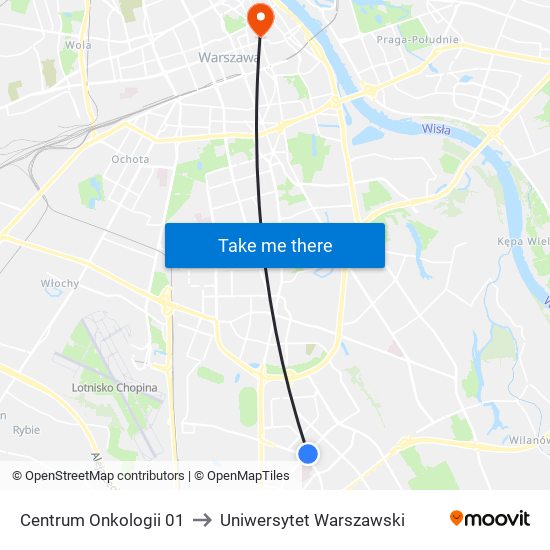 Centrum Onkologii 01 to Uniwersytet Warszawski map