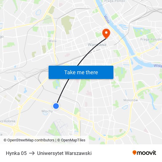Hynka 05 to Uniwersytet Warszawski map