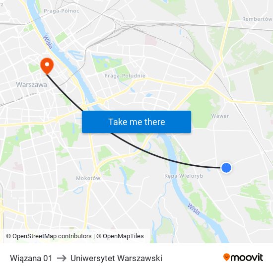 Wiązana to Uniwersytet Warszawski map