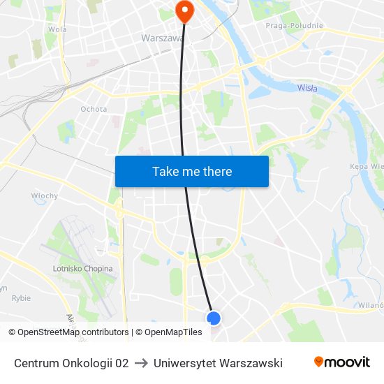 Centrum Onkologii 02 to Uniwersytet Warszawski map