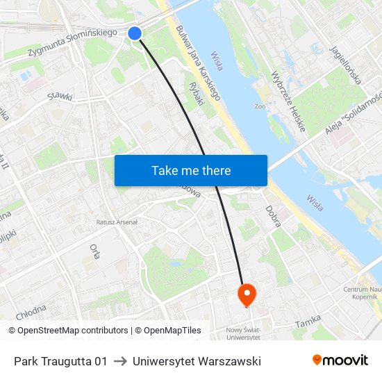 Park Traugutta to Uniwersytet Warszawski map