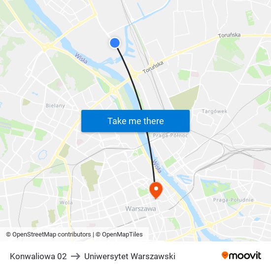 Konwaliowa to Uniwersytet Warszawski map