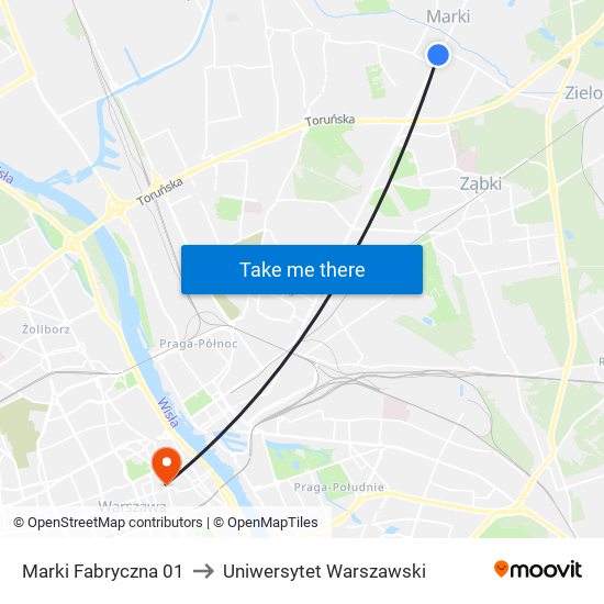 Marki Fabryczna 01 to Uniwersytet Warszawski map