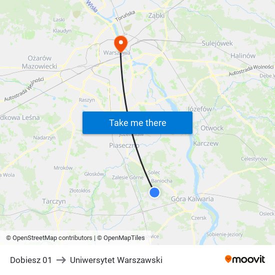 Dobiesz to Uniwersytet Warszawski map