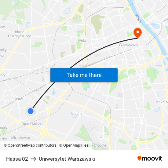 Hassa 02 to Uniwersytet Warszawski map