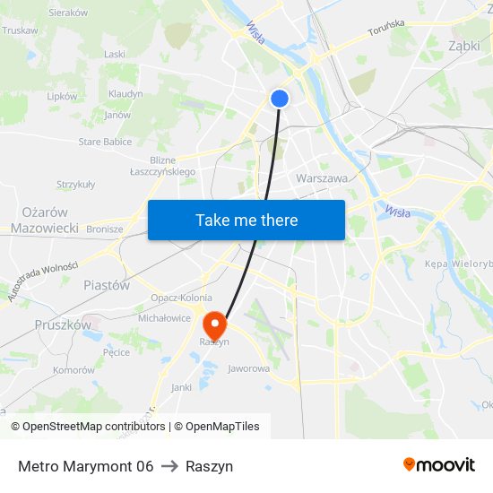 Metro Marymont 06 to Raszyn map