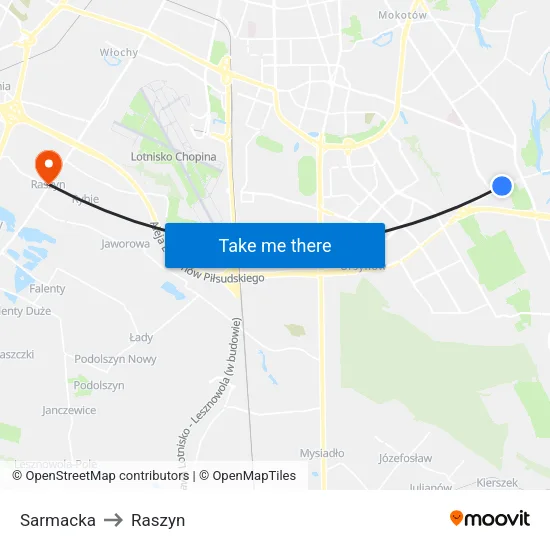 Sarmacka to Raszyn map