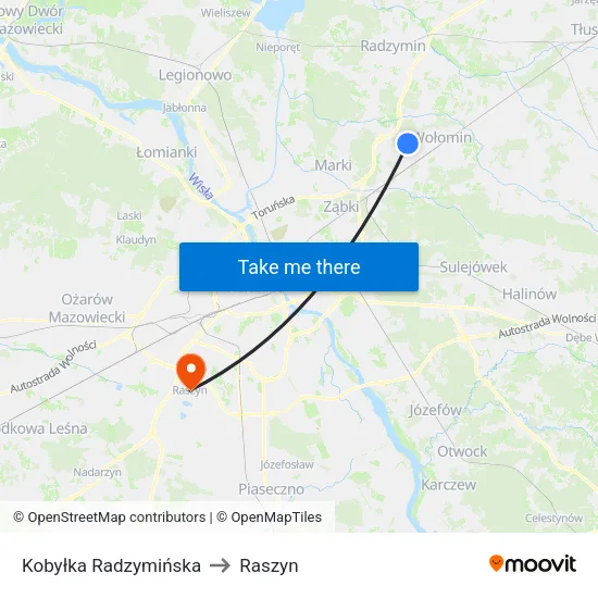Kobyłka Radzymińska to Raszyn map