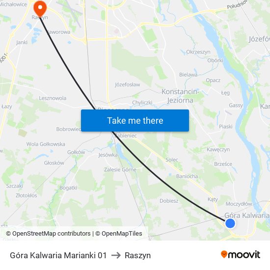 Góra Kalwaria Marianki 01 to Raszyn map