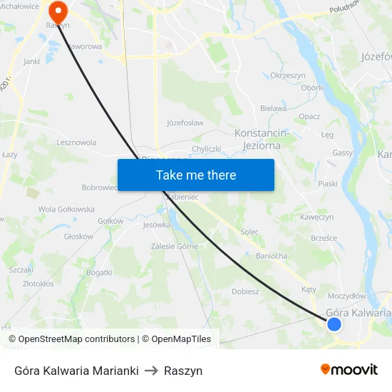 Góra Kalwaria Marianki to Raszyn map