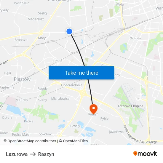 Lazurowa to Raszyn map