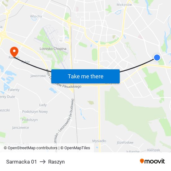 Sarmacka to Raszyn map