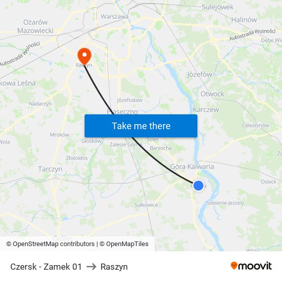 Czersk - Zamek 01 to Raszyn map