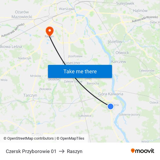 Czersk Przyborowie 01 to Raszyn map