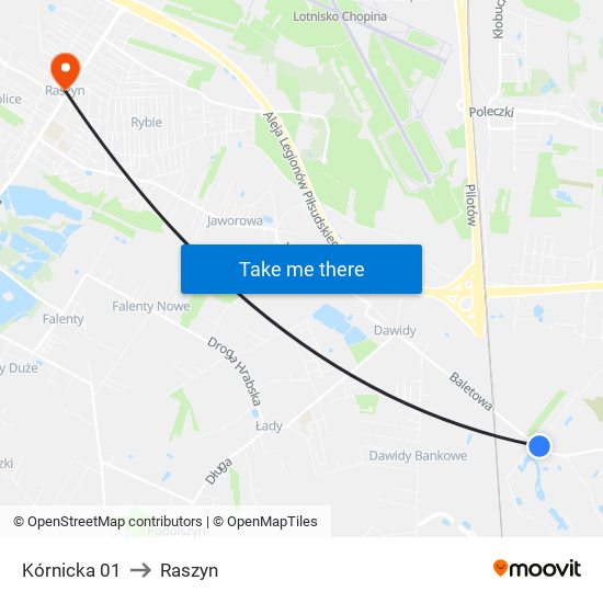 Kórnicka 01 to Raszyn map