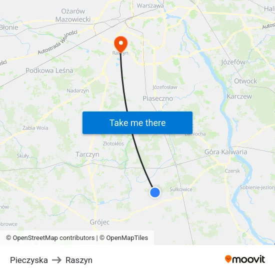 Pieczyska to Raszyn map