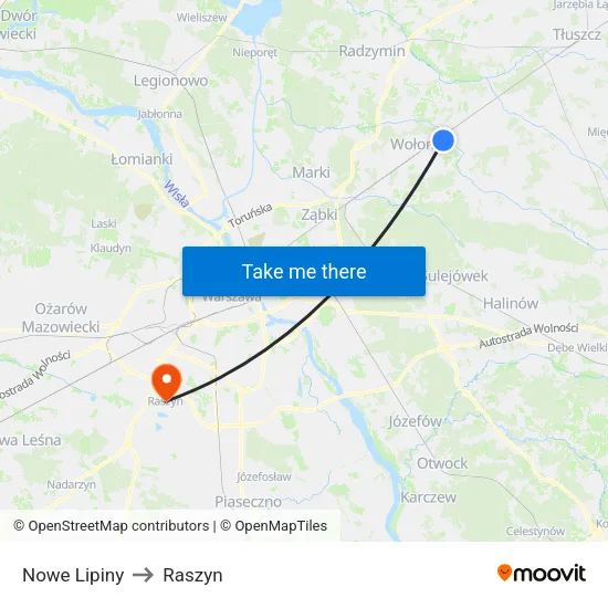 Nowe Lipiny to Raszyn map