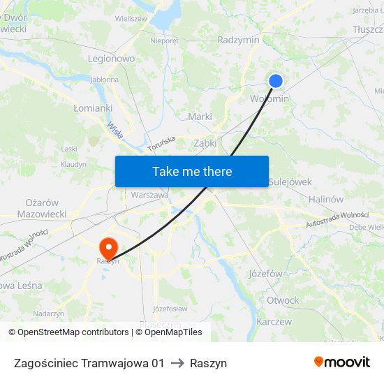 Zagościniec Tramwajowa 01 to Raszyn map